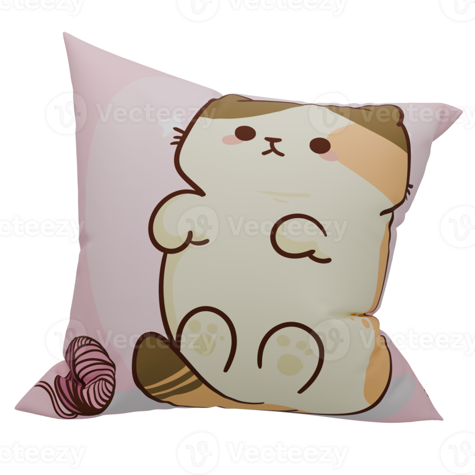 A pillow with a cat sitting on it png