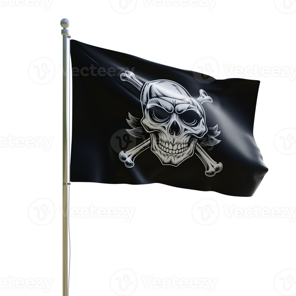 Pirate flag with skull and crossbones png