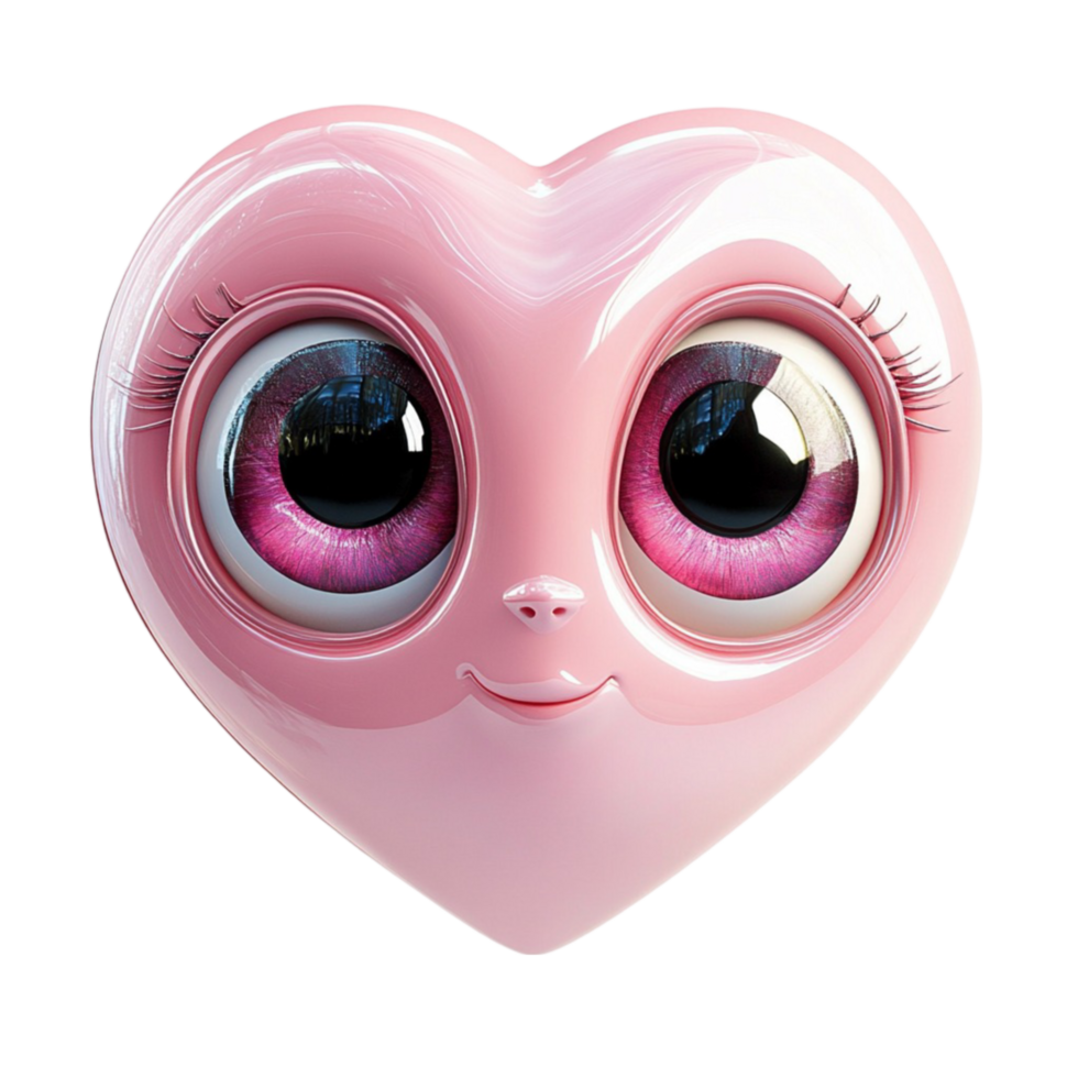 a pink heart with big eyes on a transparent background png