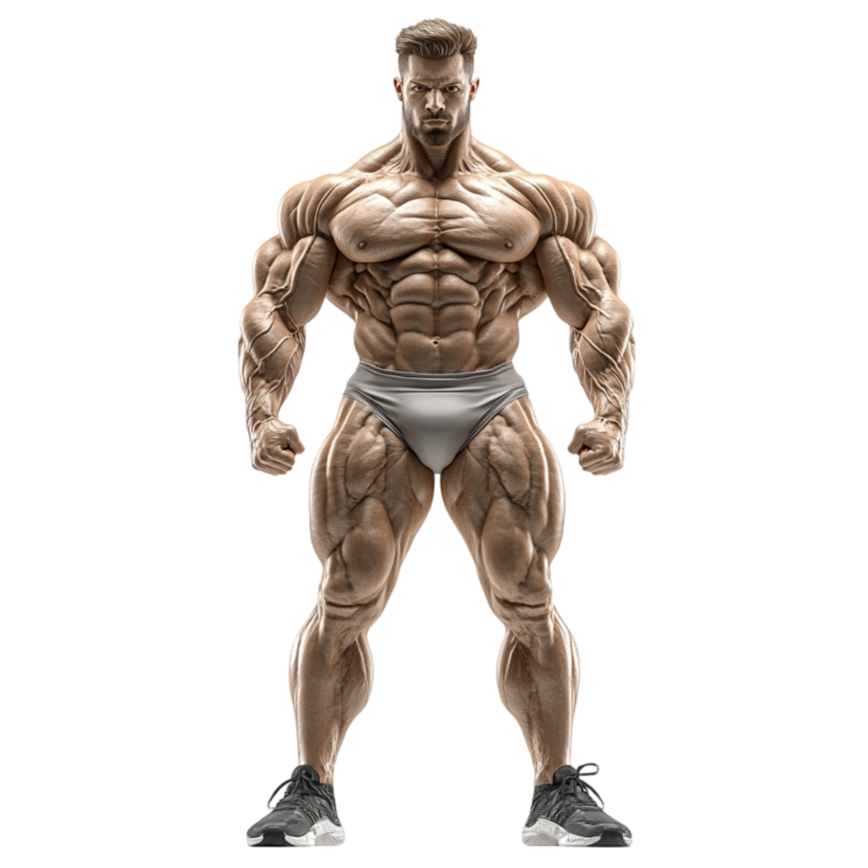 3D Render of a Muscular Bodybuilder with Defined Muscles png
