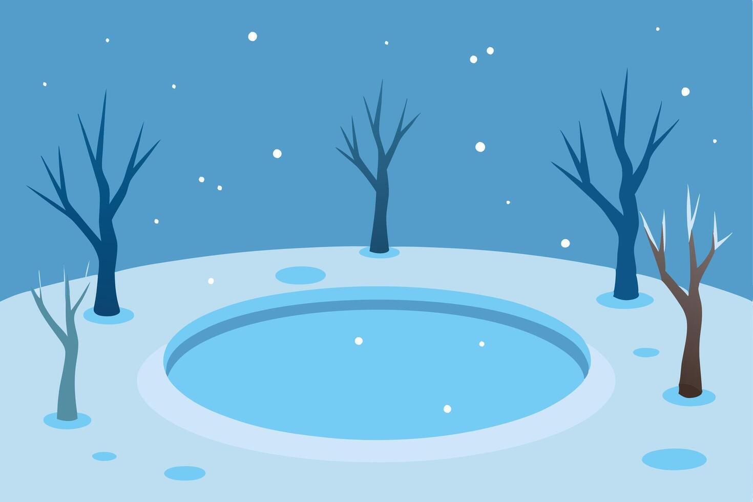 Frozen Pond in Winter vector