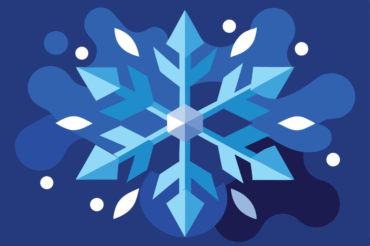 Geometric Blue Snowflake Winter Holiday Festive Design Graphic vector