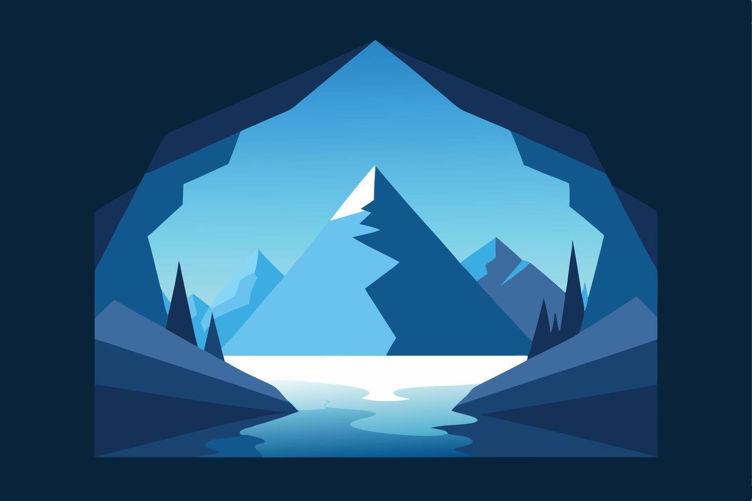 Snowy Icy Cave Entrance vector