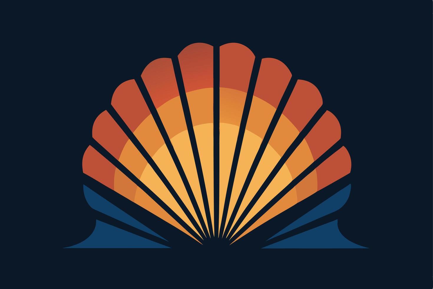 Minimal Scallop Shell with Radiating Lines vector