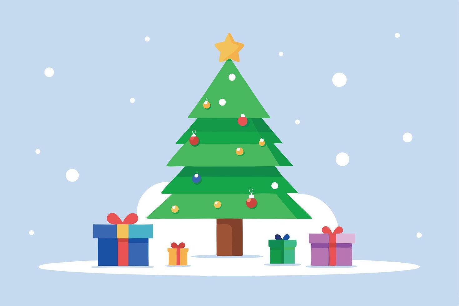 Christmas Tree in Winter Wonderland vector