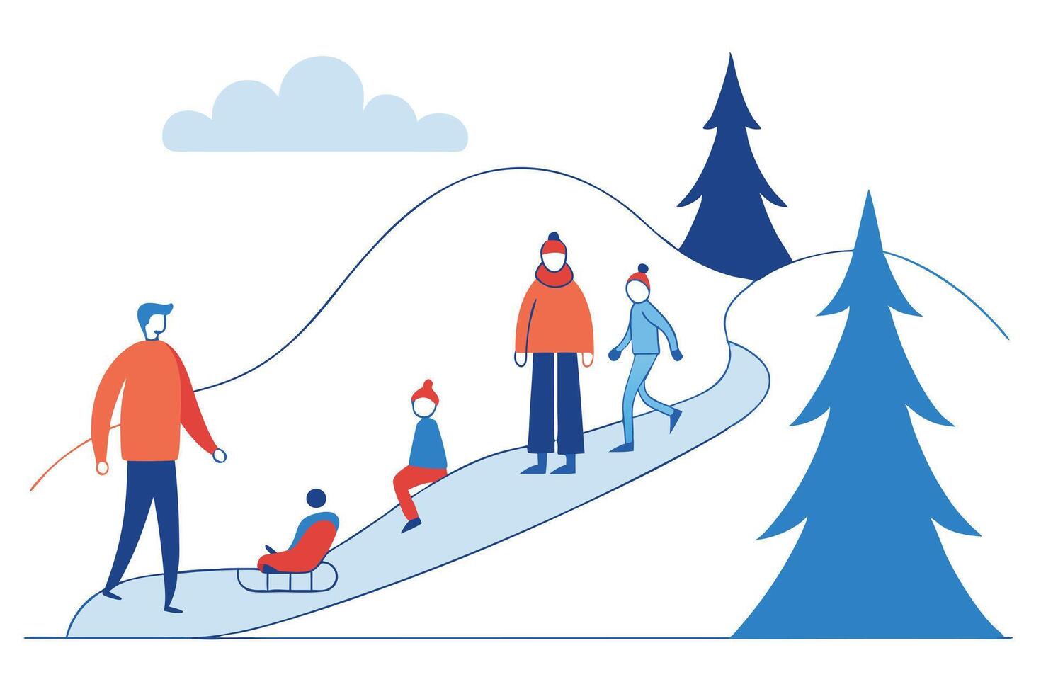 Sledding Hill in Winter vector