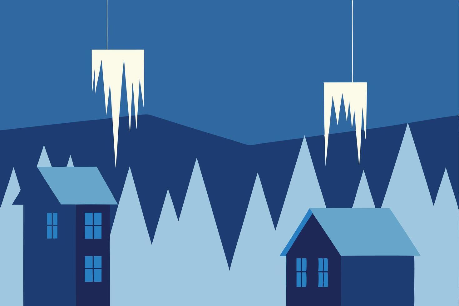 Icicles in Winter Village vector