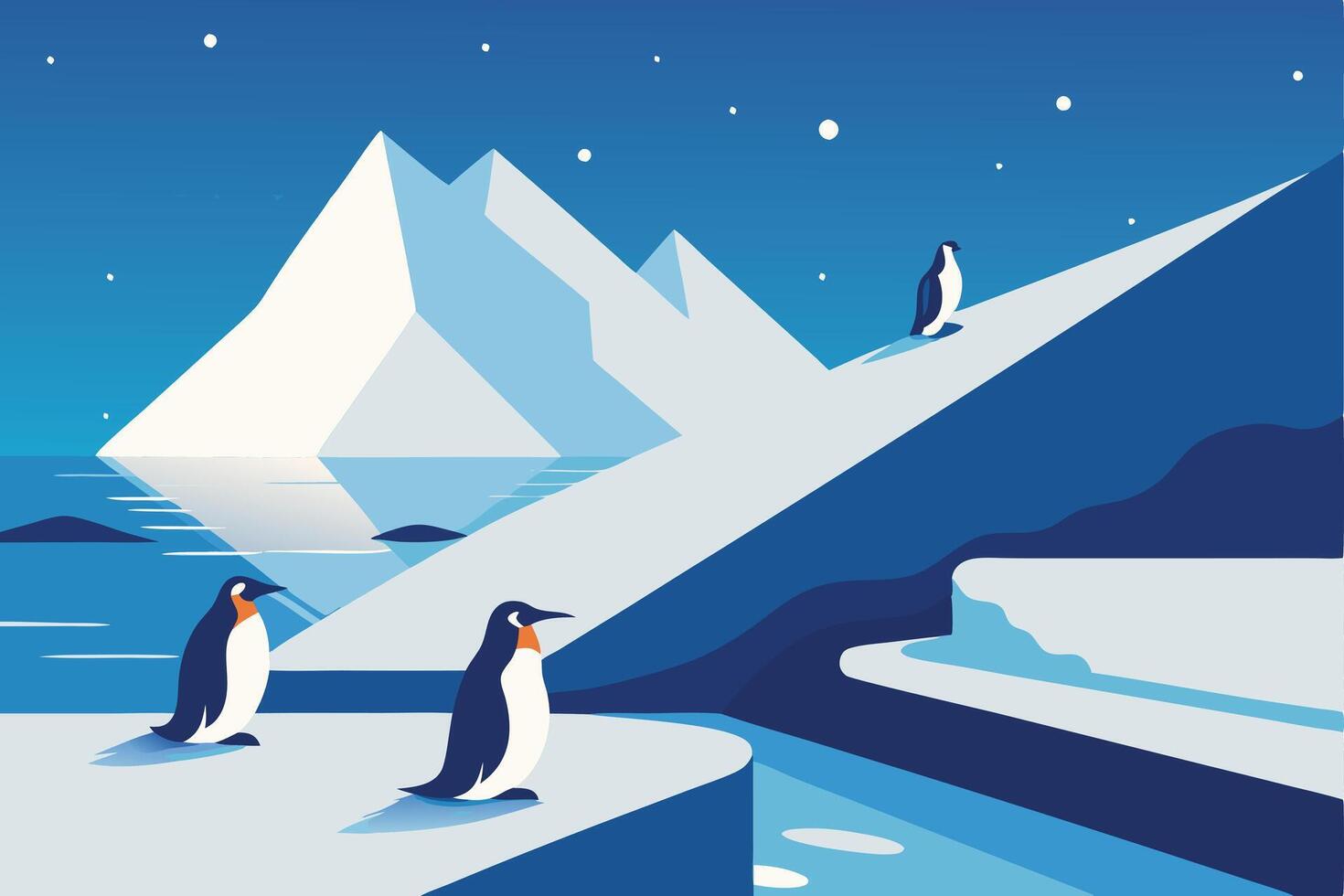 Penguins Sliding on Ice vector