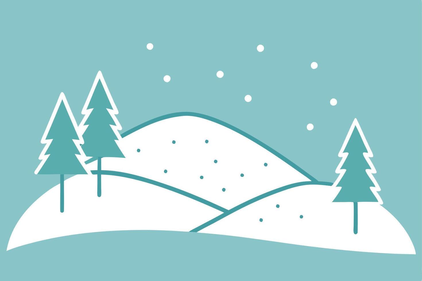 Minimalist Snow-Covered Hills and Trees vector