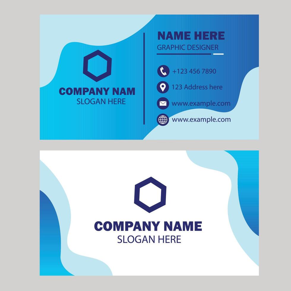 Blue color unique business card design vector