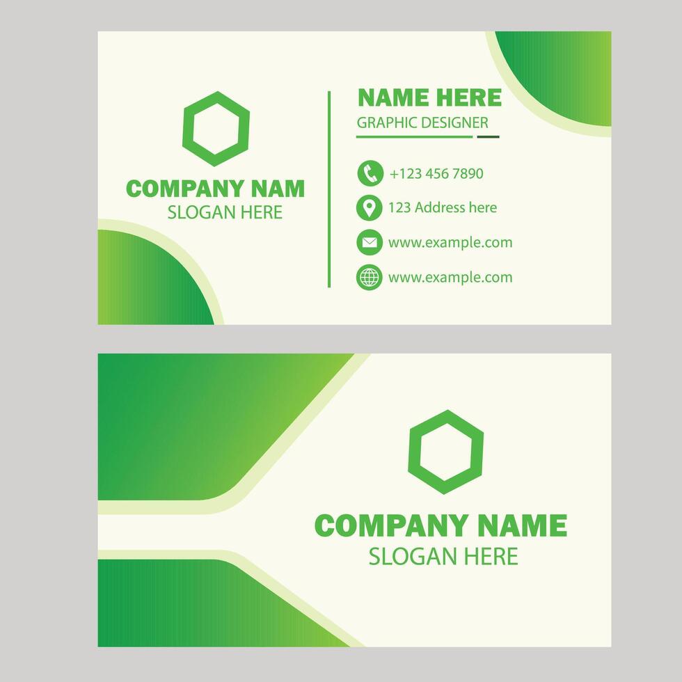 Green color unique business card design vector