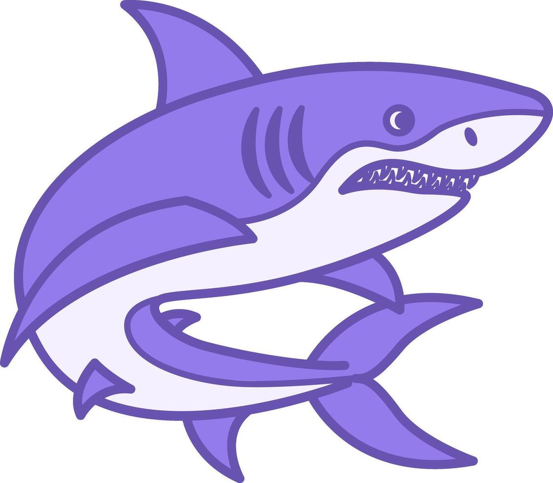 Shark Color Icon. Illustration. Mammal, Fish. Dangerous Shark with Teeth. Marine Animals Concept vector