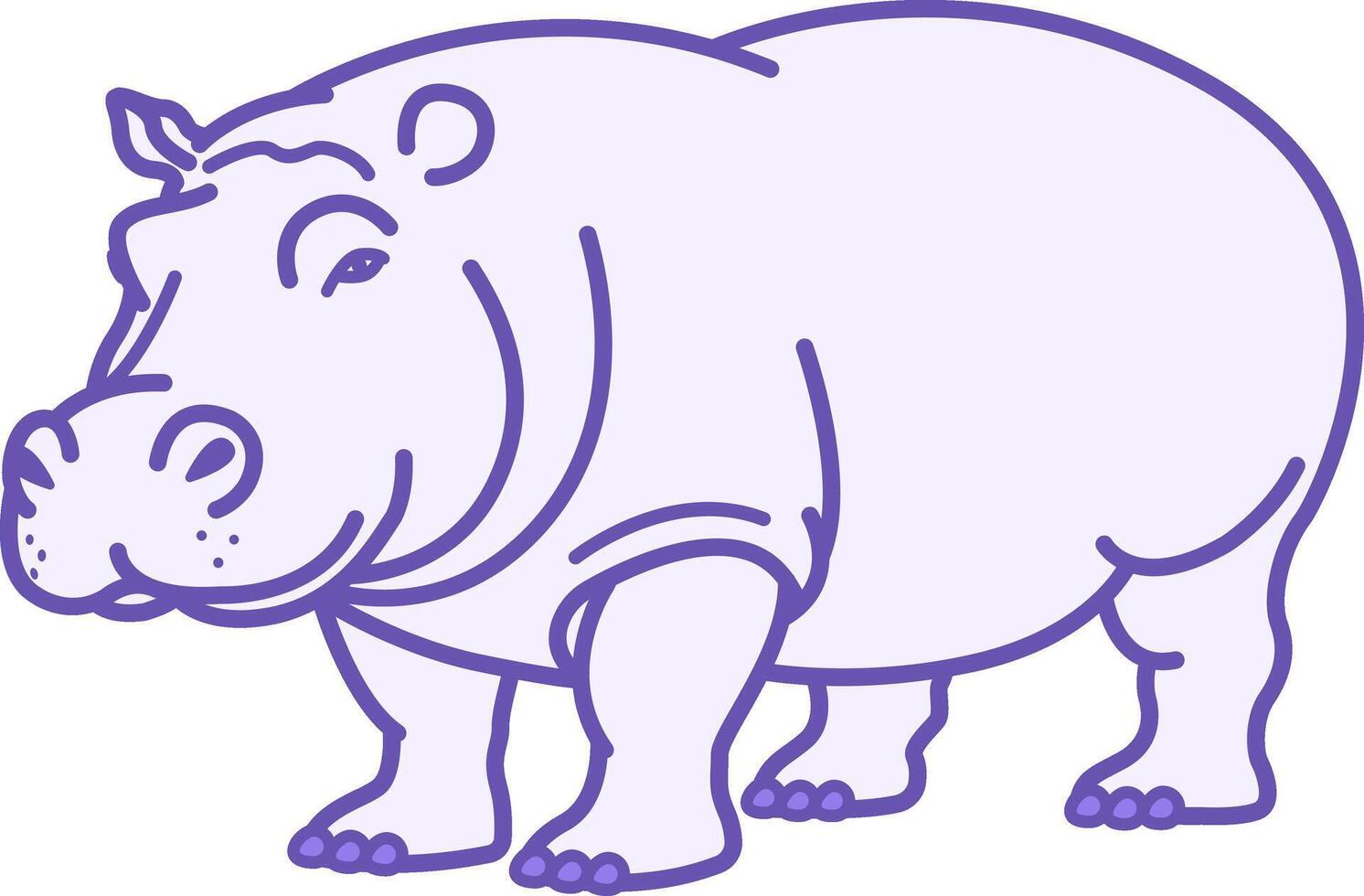 Hippopotamus Color Icon. Illustration. Semi-Aquatic Mammal. Large Hippo. Animals Concept vector