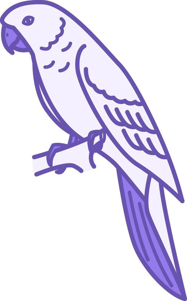Parrot Color Icon. Illustration. Tropical Bird. Domestic Parrot on Branch. Animals Concept vector