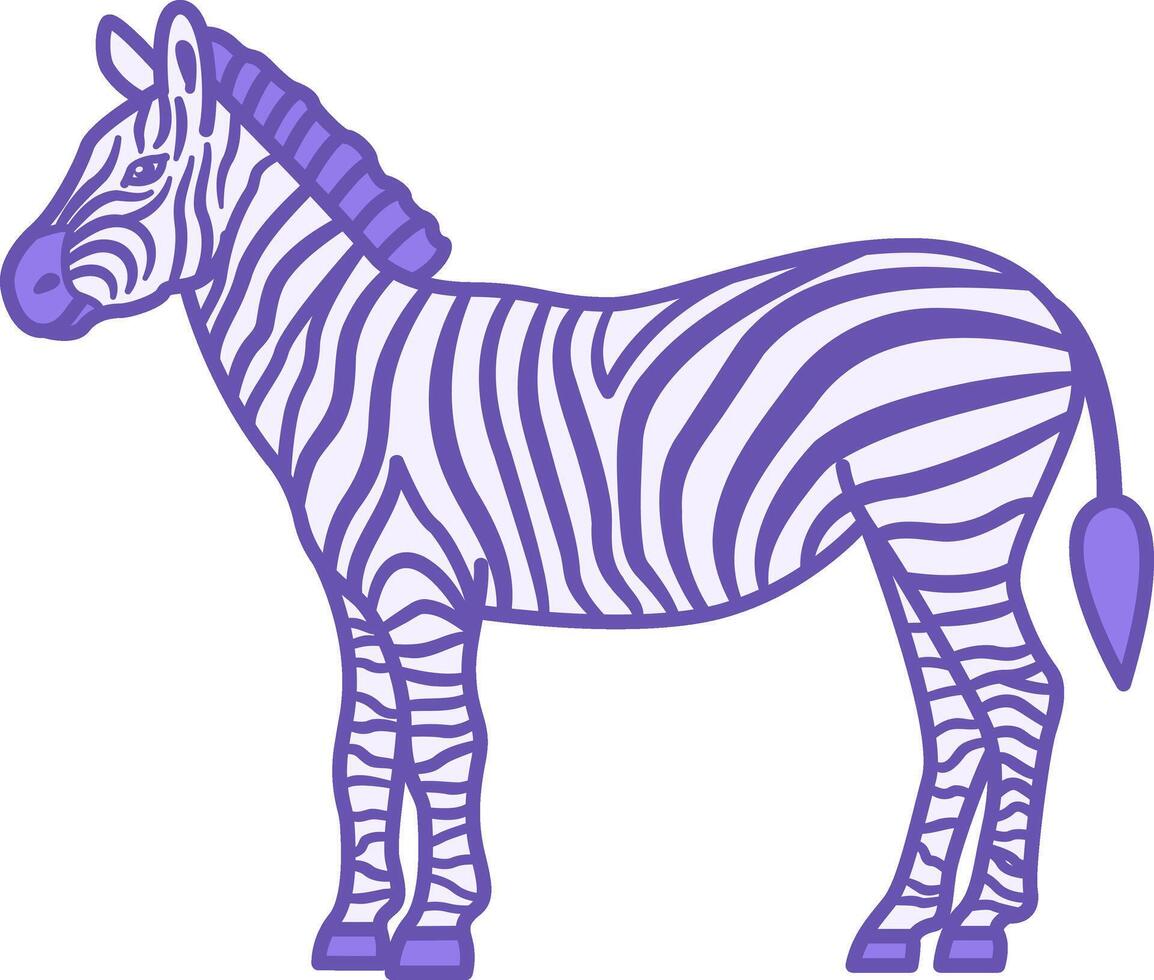 Zebra Color Icon. Illustration. Mammal, Striped Horse. Animal Concept vector