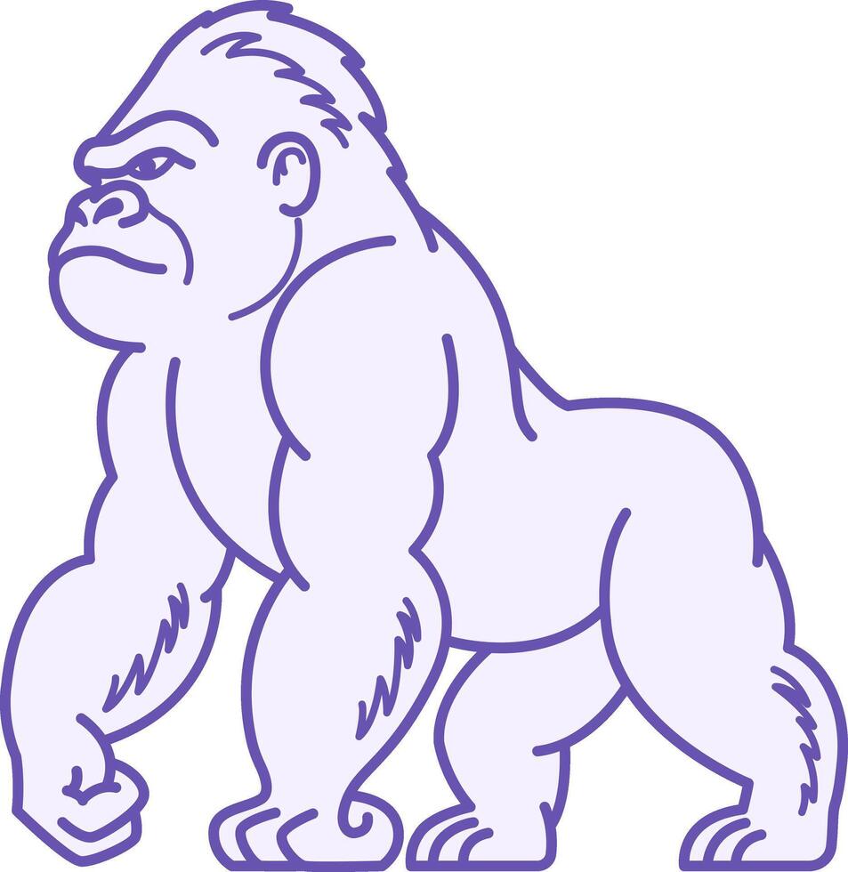 Gorilla Color Icon. Illustration. Monkey, Large and Dangerous Primate. Animals Concept vector