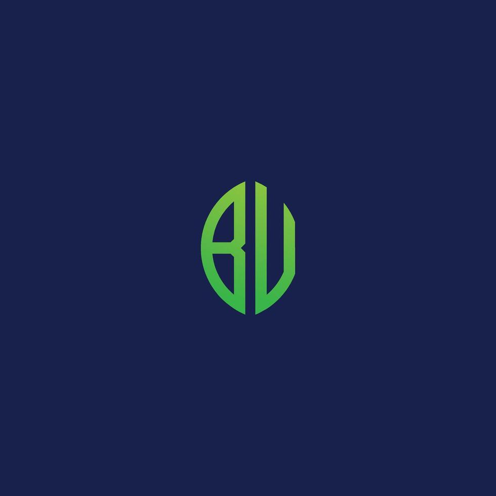 Creative initial letters BU with eco leaf shape logo. vector