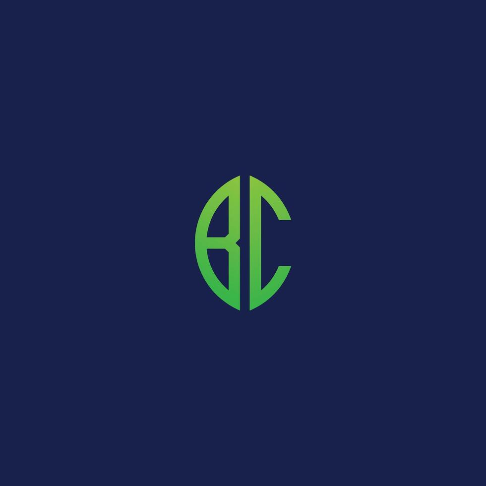 Creative initial letters BC with eco leaf shape logo. vector