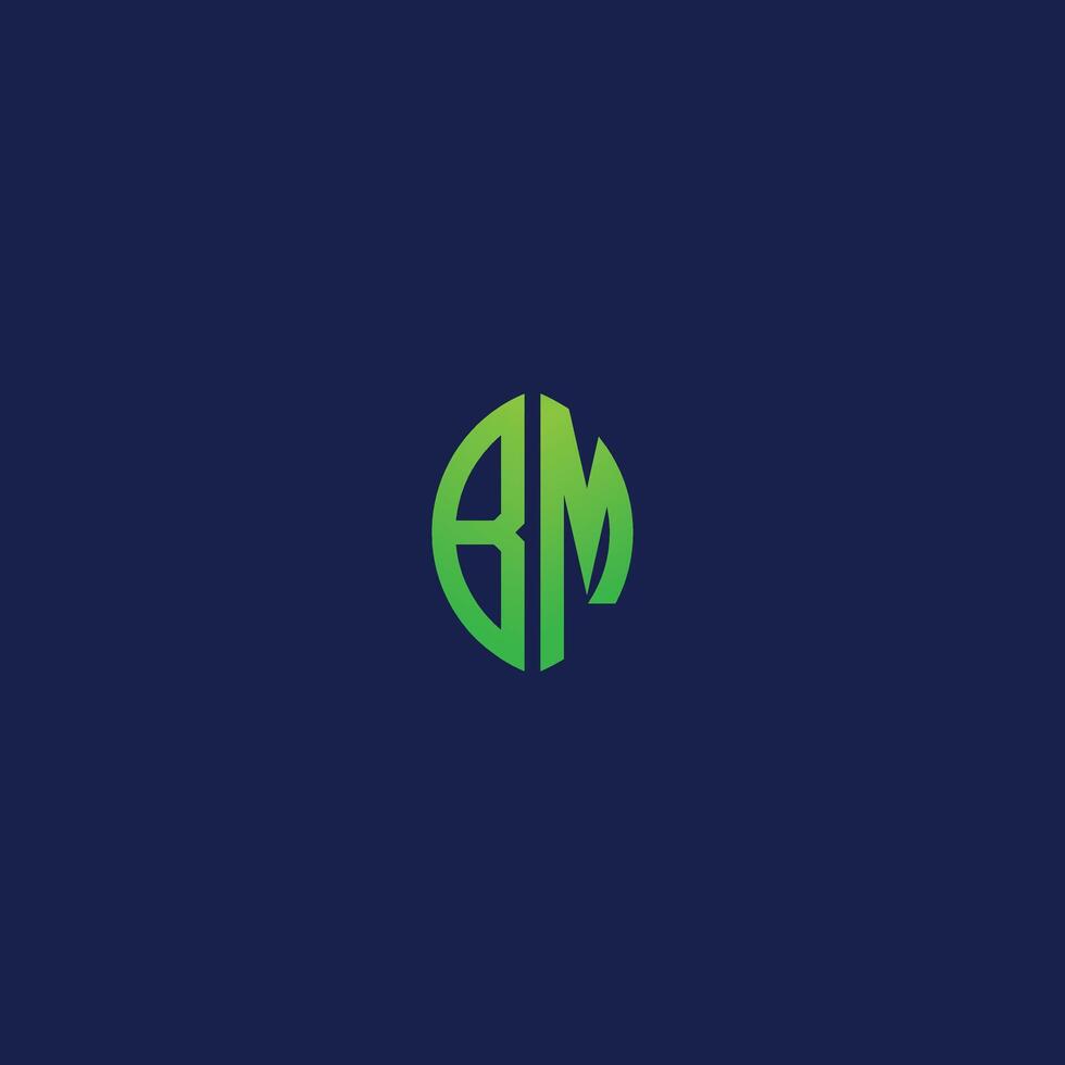 Creative initial letters BM with eco leaf shape logo. vector