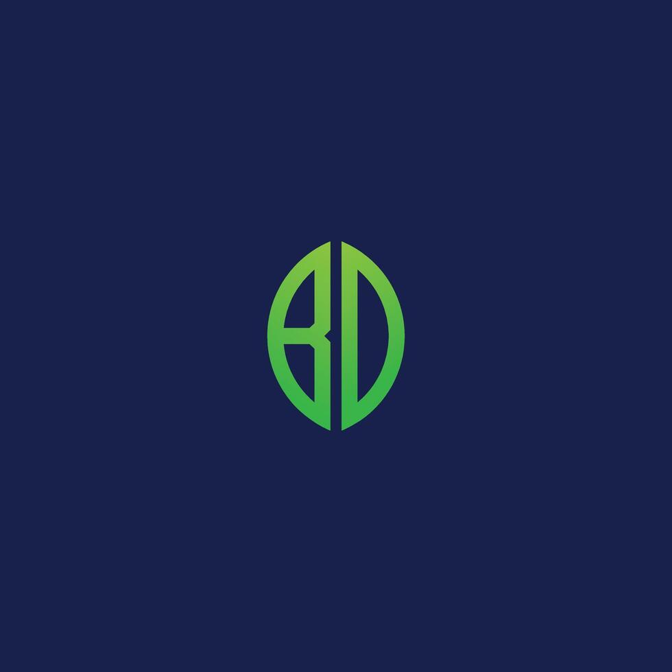 Creative initial letters BD with eco leaf shape logo. vector
