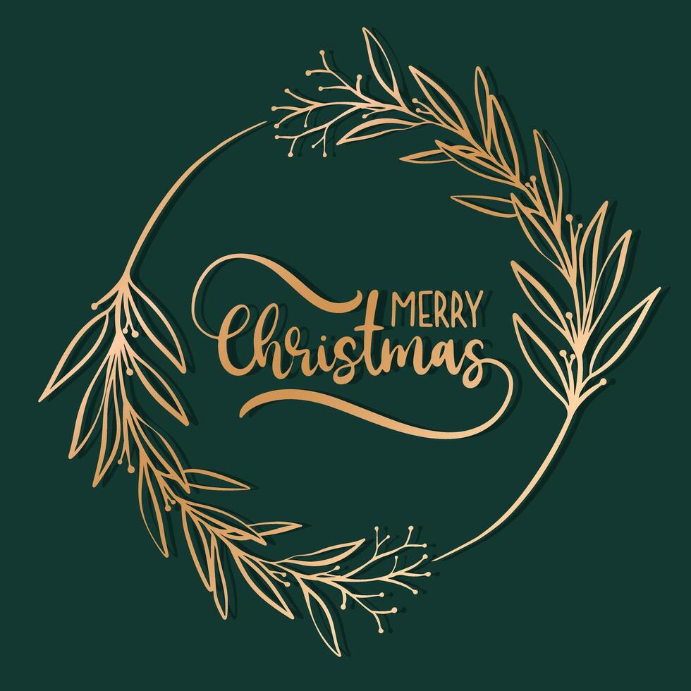 Christmas wreath with leaves, berries vector