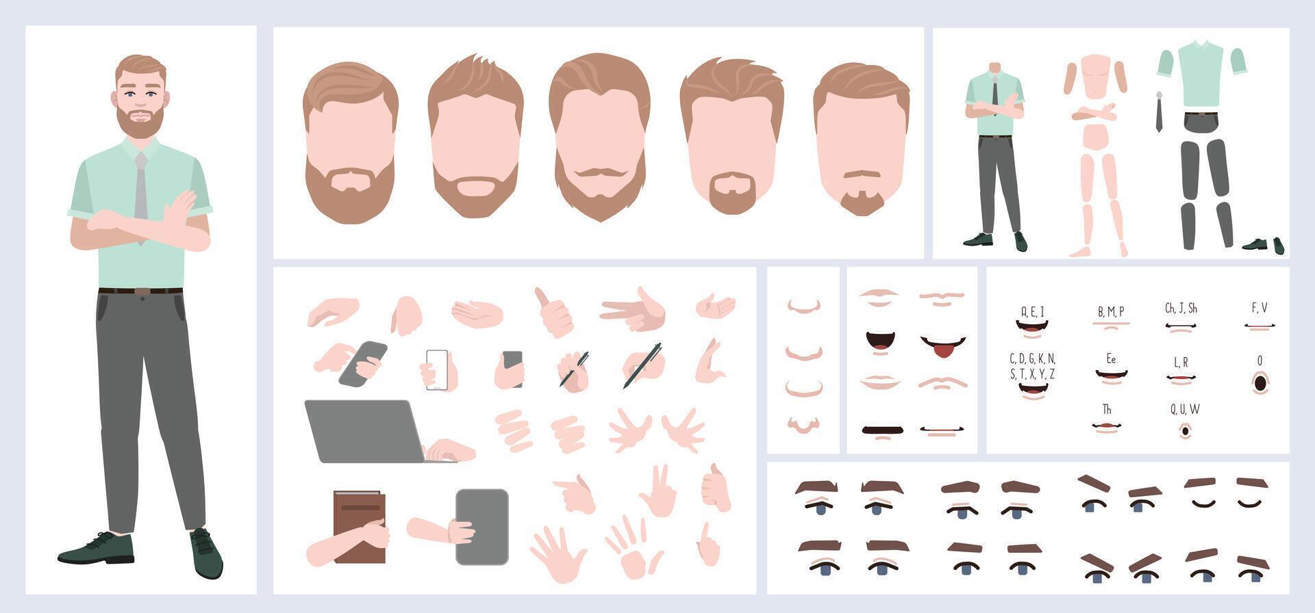 Blond haired business man constructor for animation vector