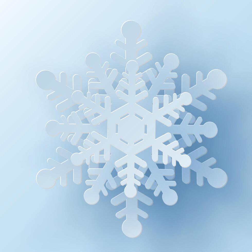 3D christimas white snowflake in paper cut style vector