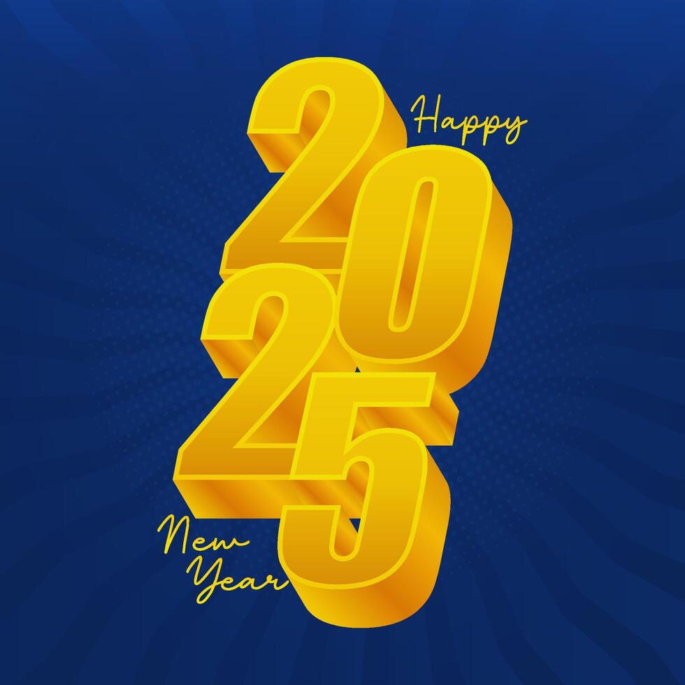 happy new year 2025 with gold numbers on blue background vector