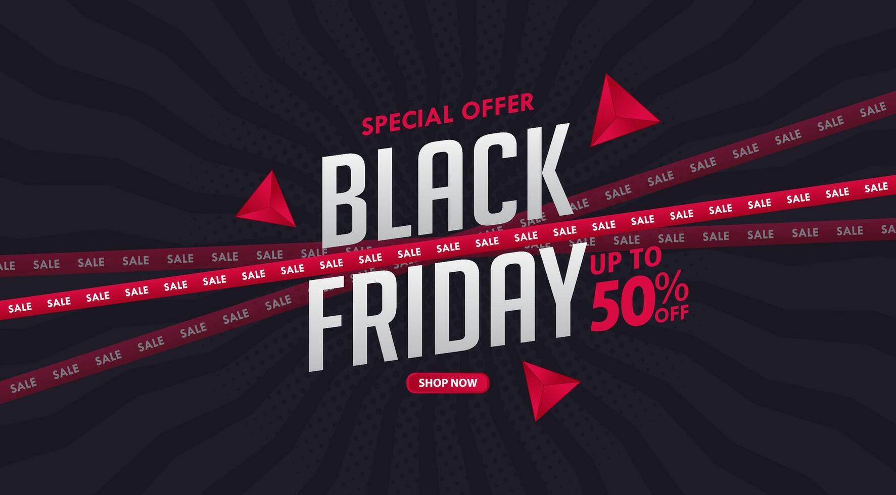 black friday sale banner with red and black stripes vector
