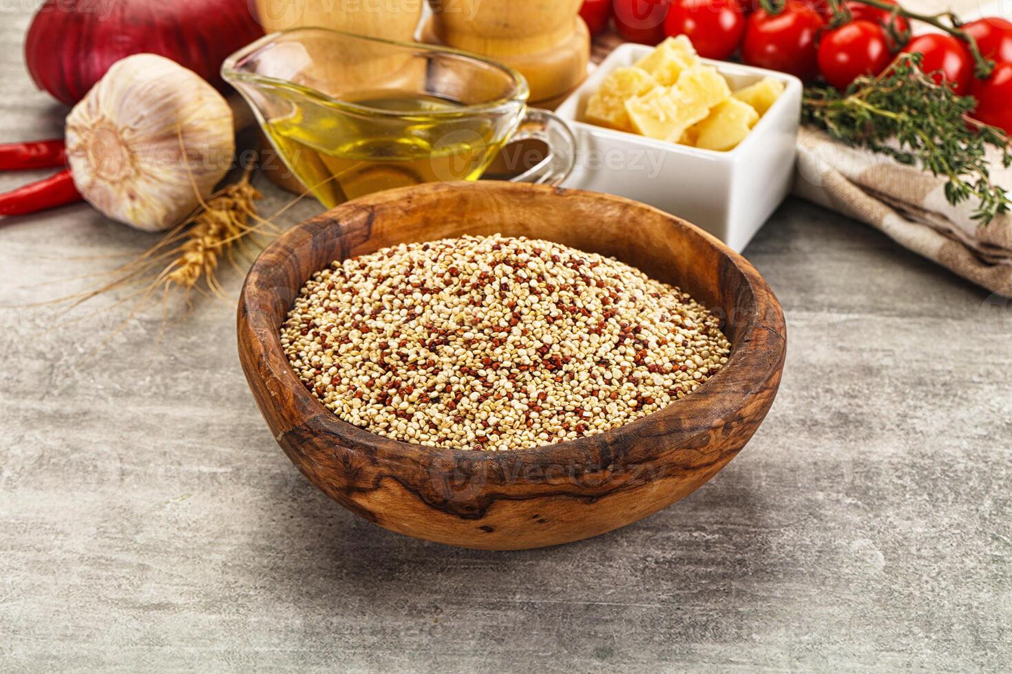 Raw dry quinoa seeds cereal photo