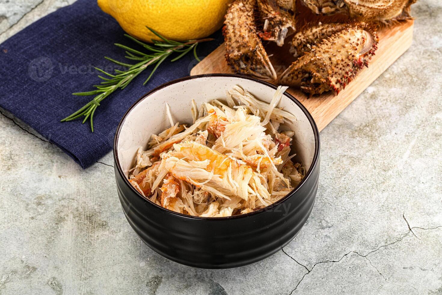 Wild natural crab meat for salad photo