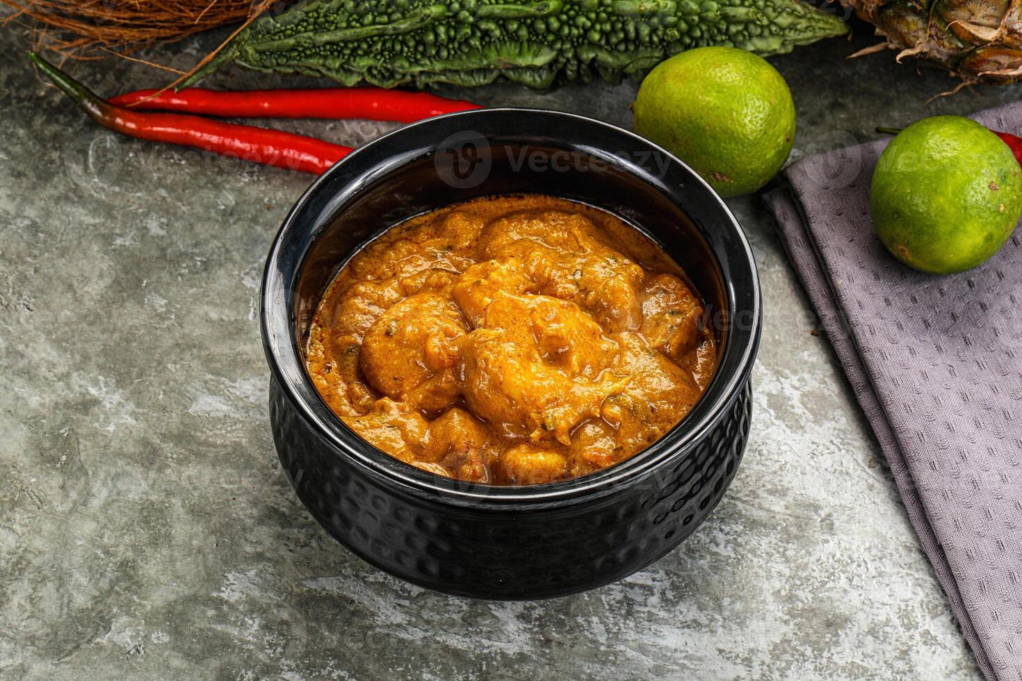 Indian prawn masala with spices photo