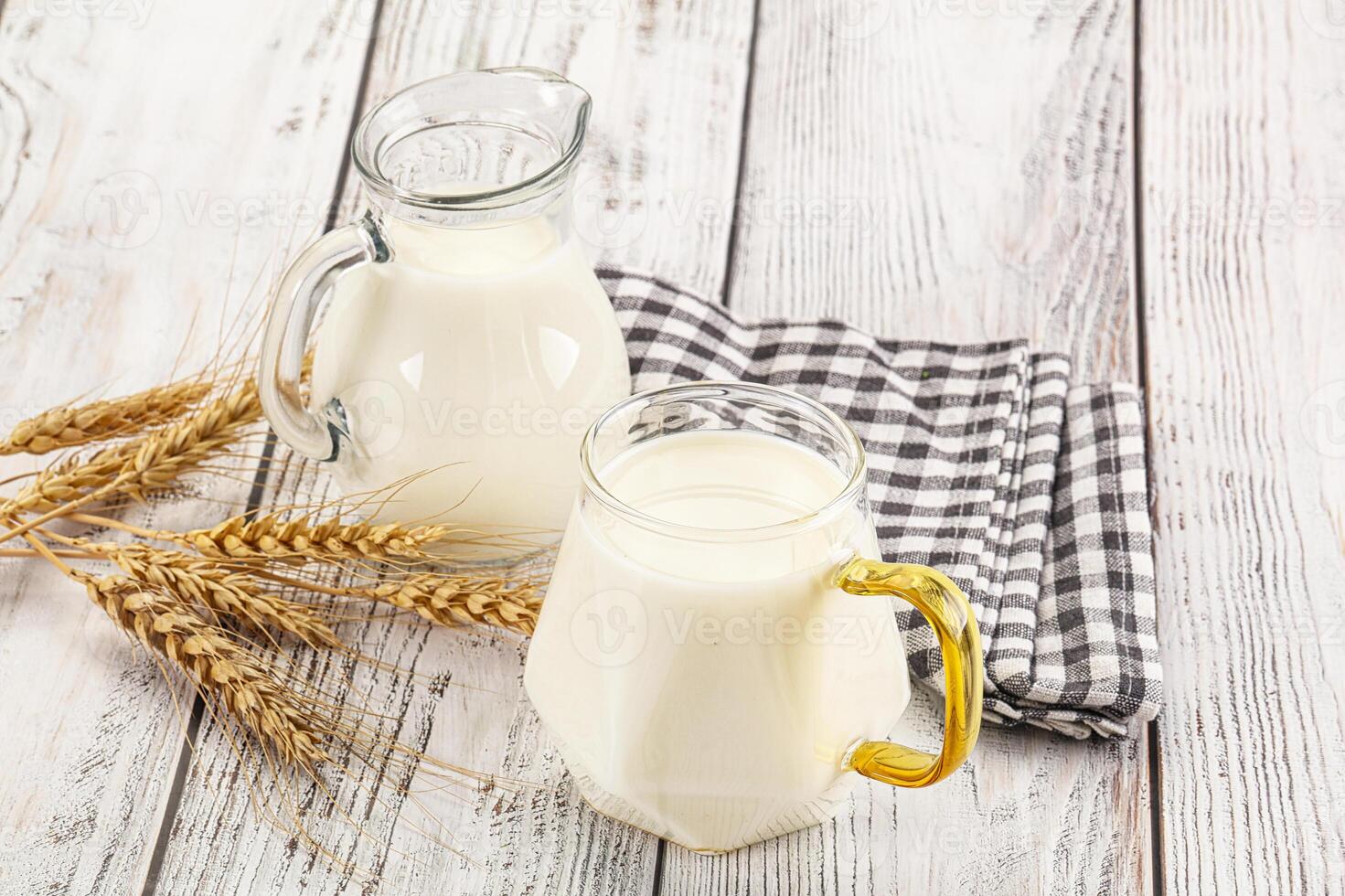 Organic milk in the glass photo