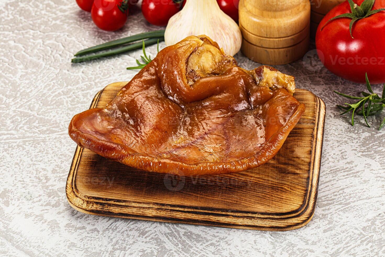 Smoked pork ear snack appetizer photo