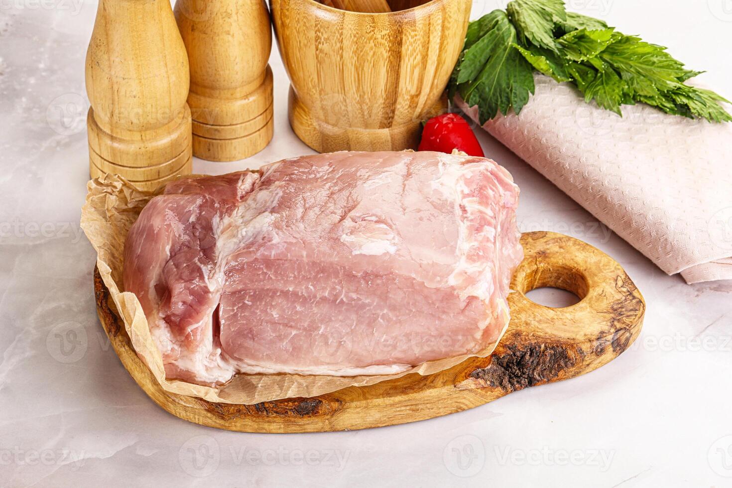 Raw uncooked pork meat loin photo