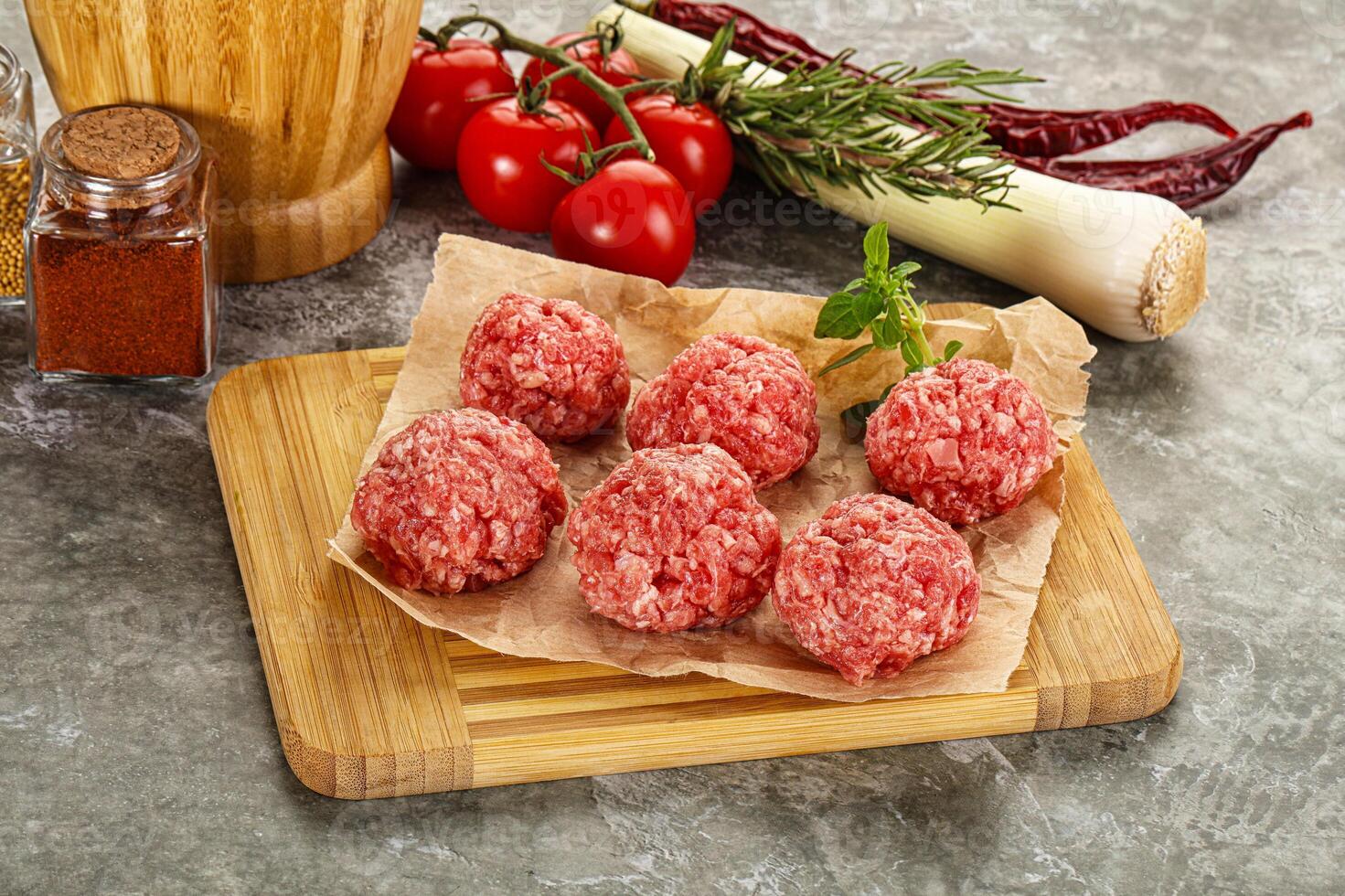 Raw beef meatball minced meat photo