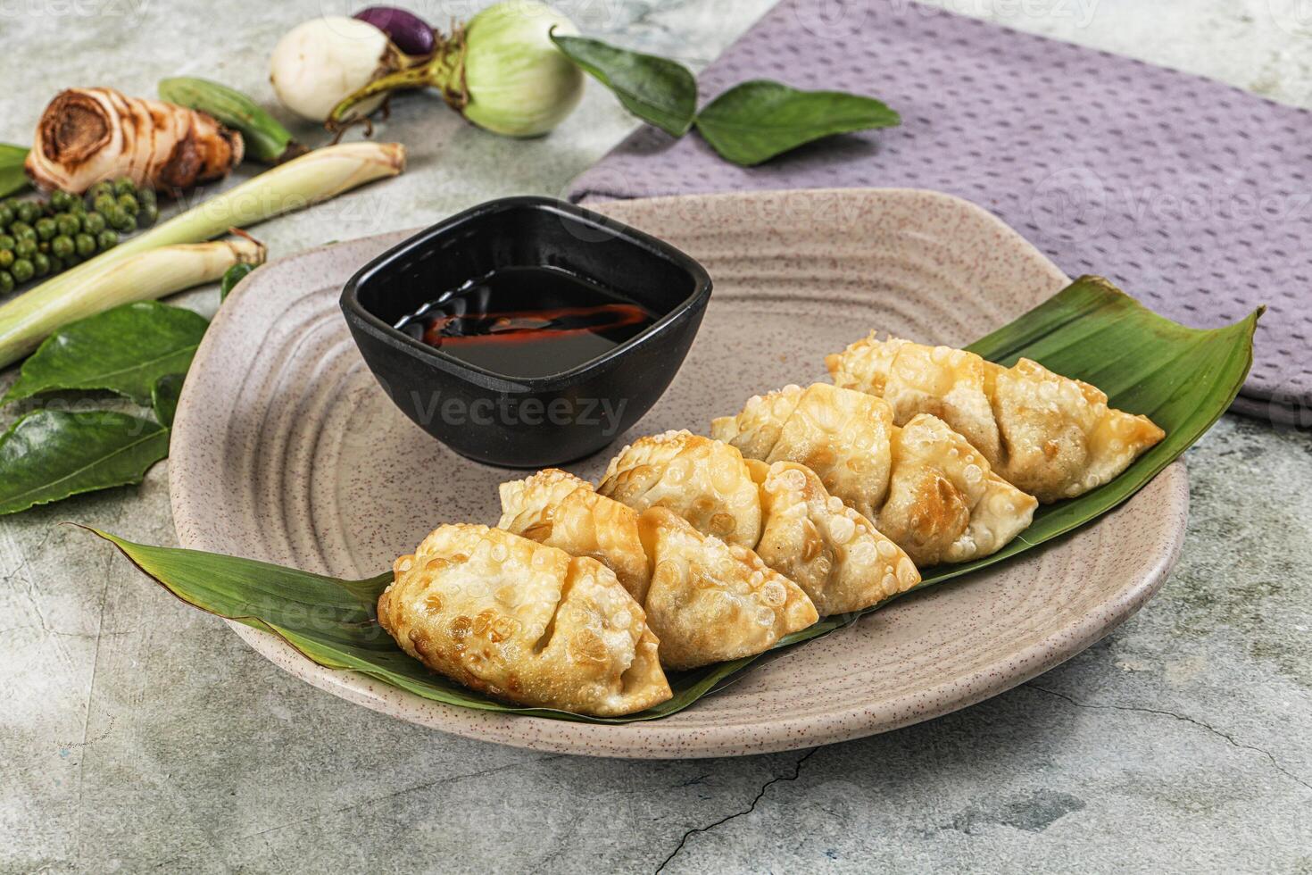 Japanese cuisine - stuffed dumplings gyoza photo