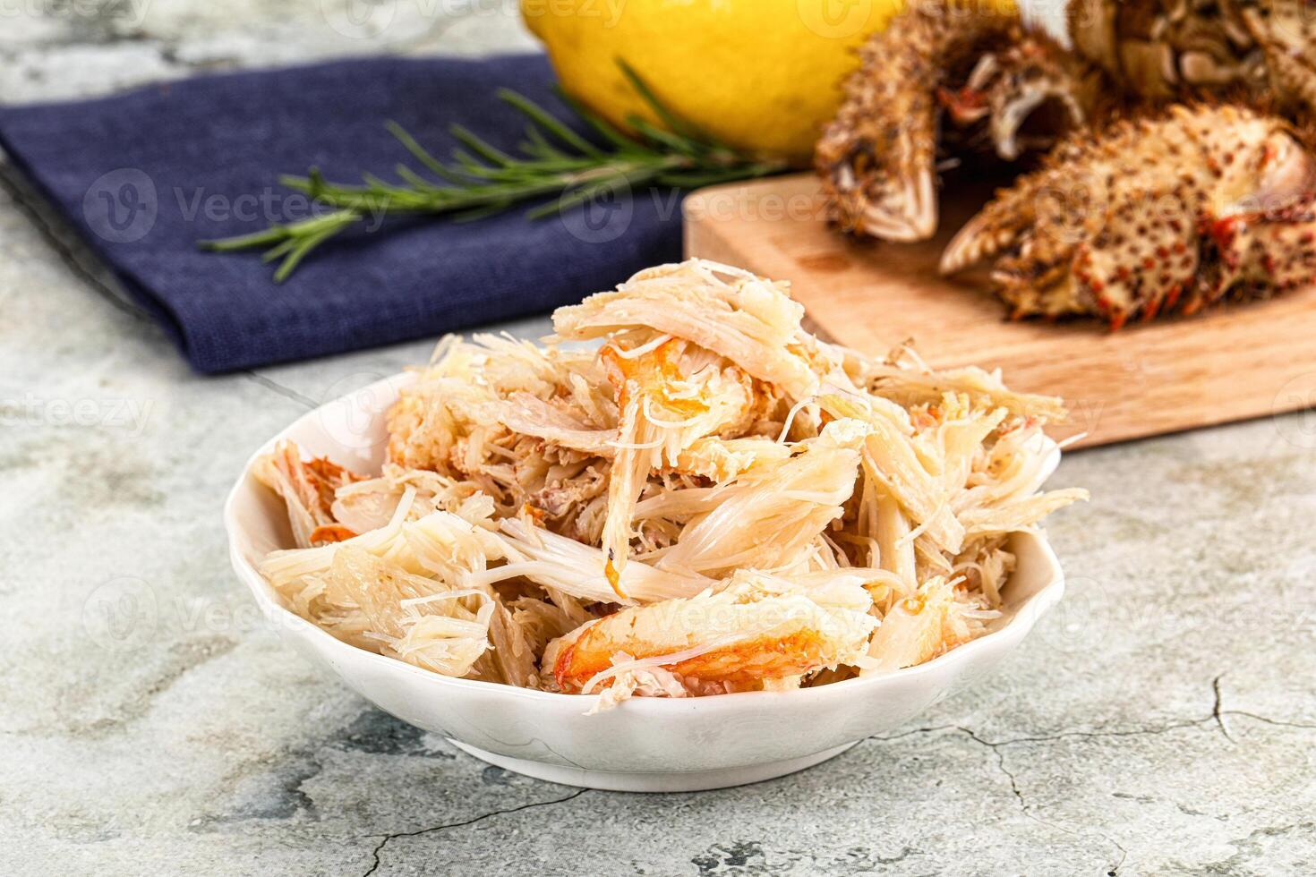 Wild natural crab meat for salad photo