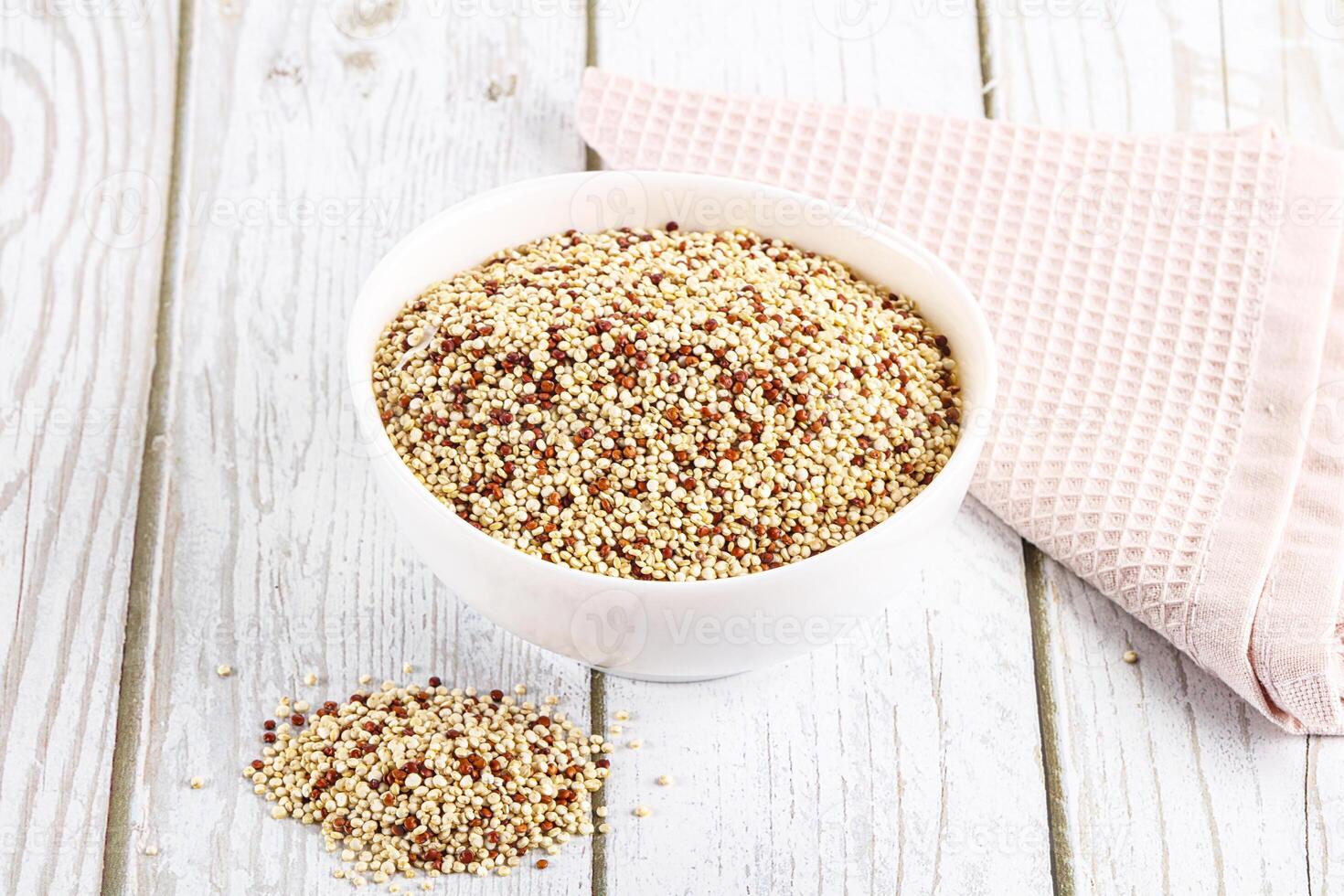 Raw dry quinoa cereal grain photo