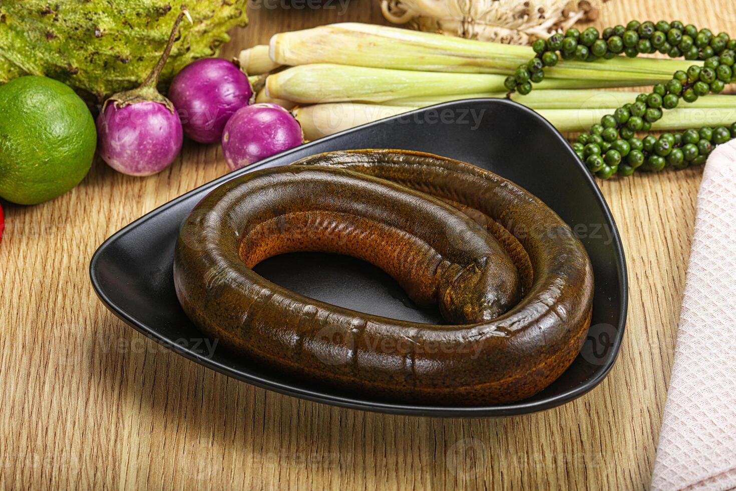 Fresh raw uncooked eel for grill photo