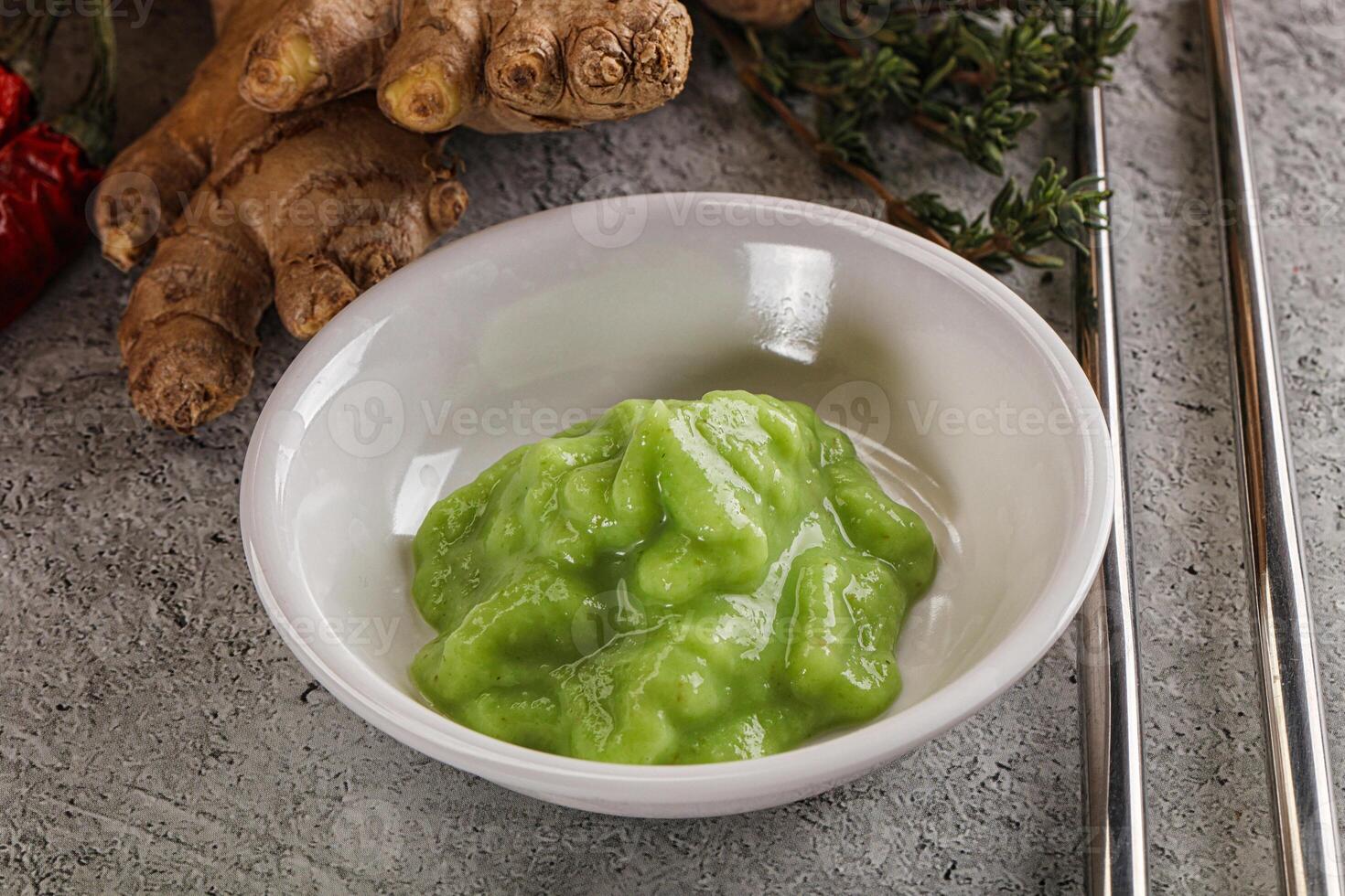 Green organic asian Wasabi seasoning photo