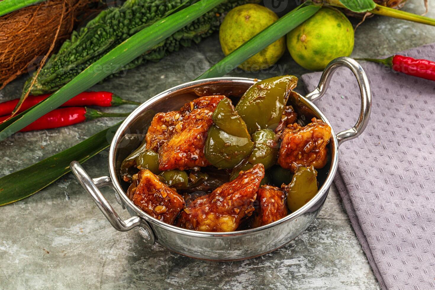Indian cuisine - paneer with chilli photo