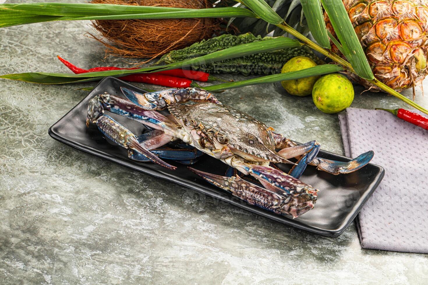 Raw blue crab for cooking photo