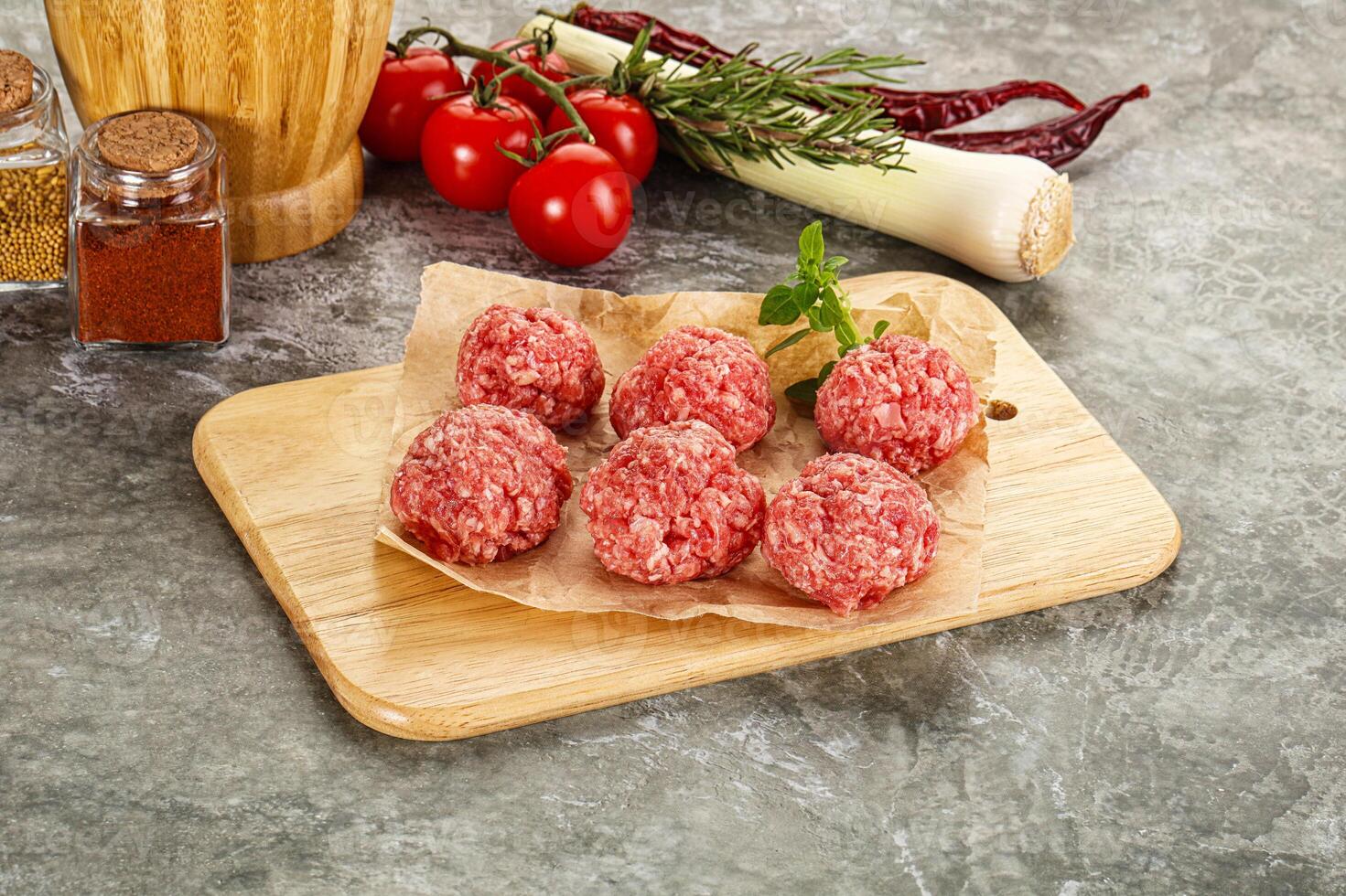 Raw beef meatball minced meat photo