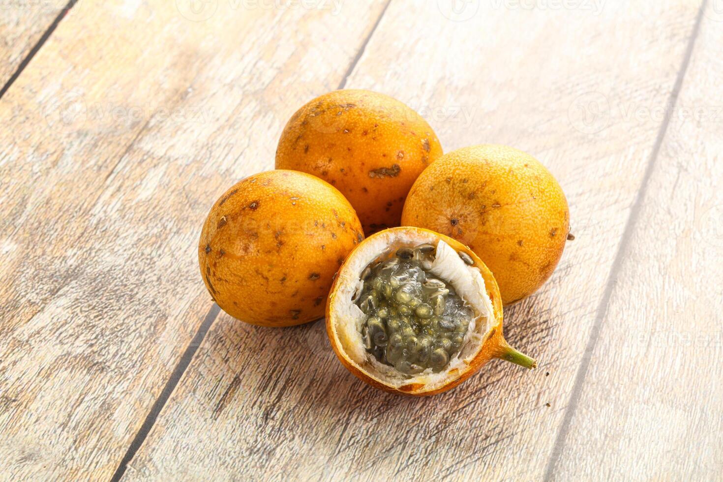 Yellow tropical sweet maracuya fruit photo