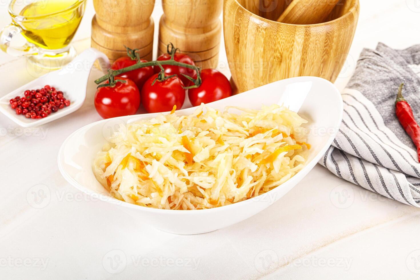 Homemade fermented cabbage Sauerkraut photo