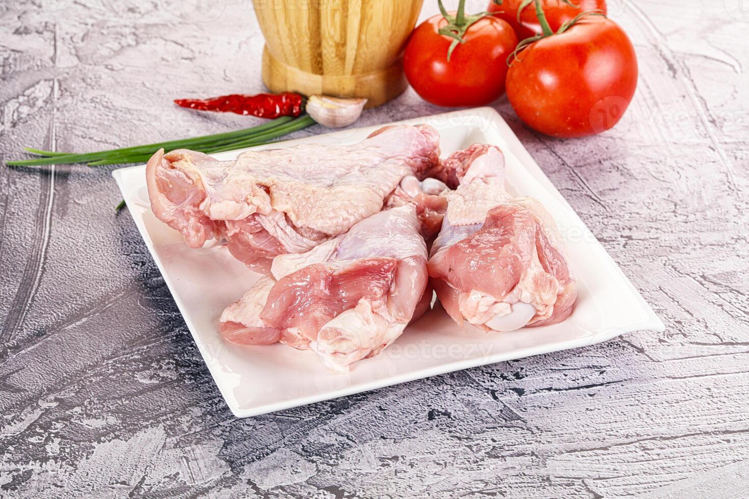 Raw turkey shoulder wing for cooking photo