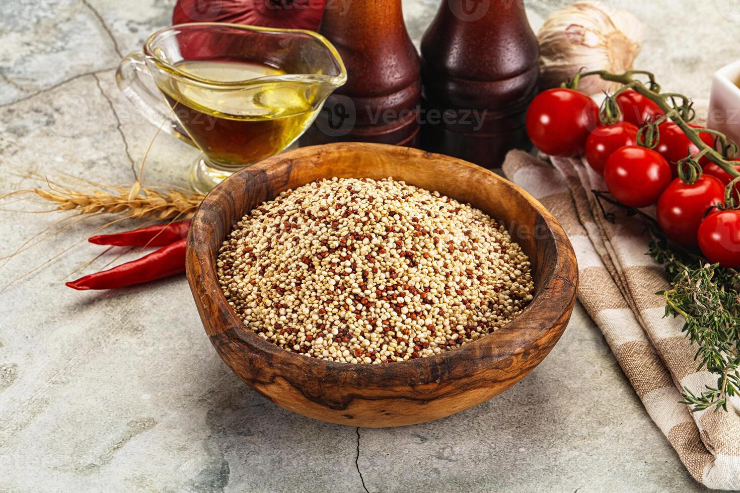 Raw dry quinoa seeds cereal photo