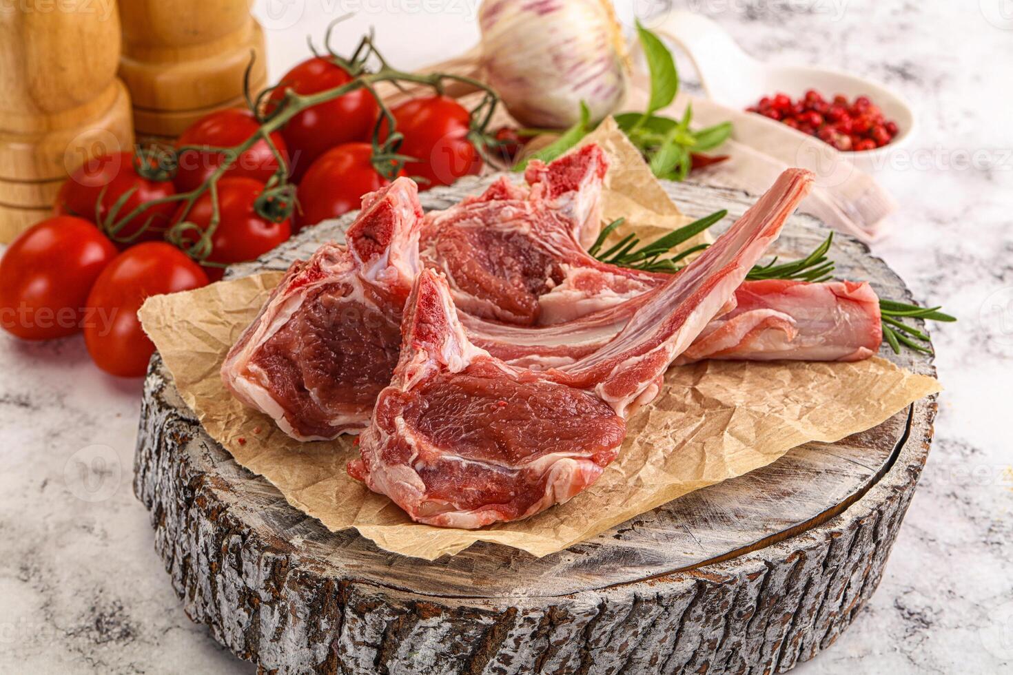 Raw Rack of Lamb for cooking photo