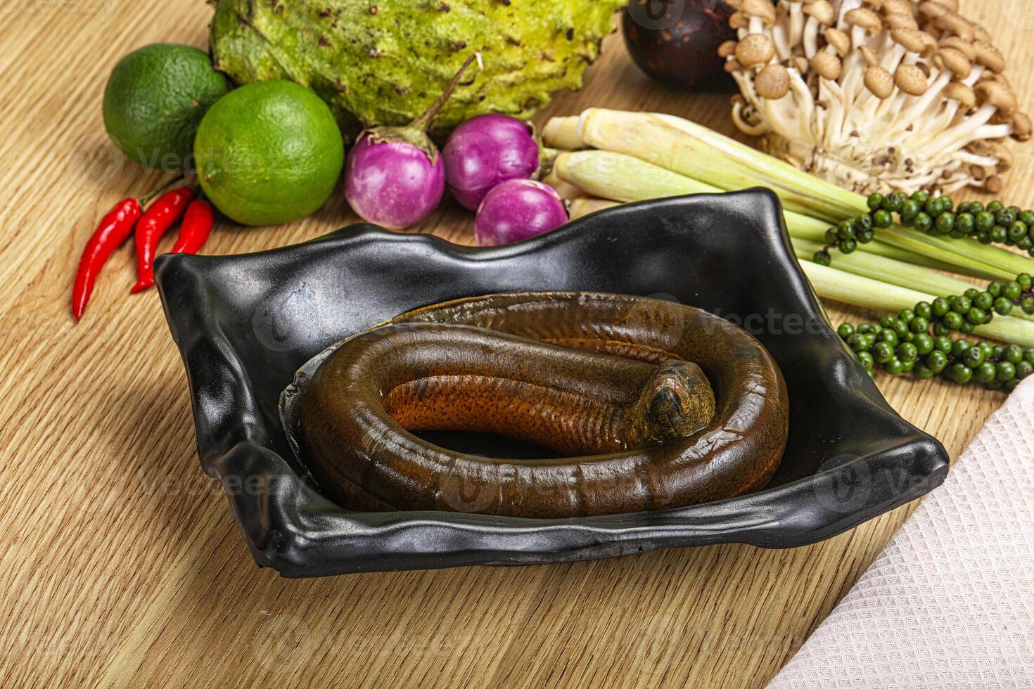 Fresh raw uncooked eel for grill photo